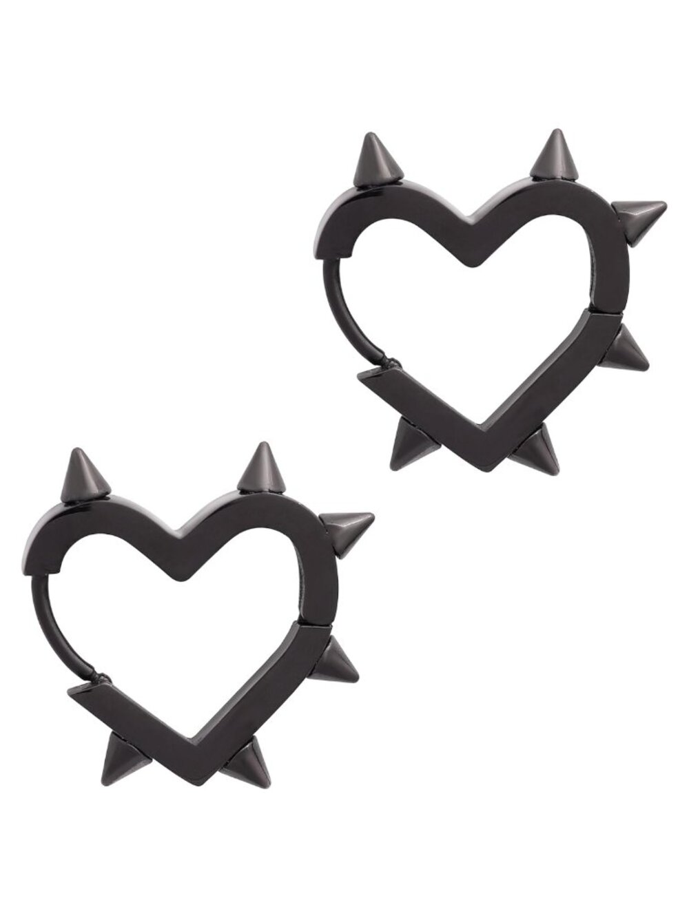 Titanium Steel Huggie Hoop Spike Heart Earrings Gothic Punk Grunge Emo Y2k